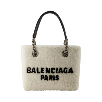 Shearling Tote Tas - Beige Balenciaga , Beige , Dames