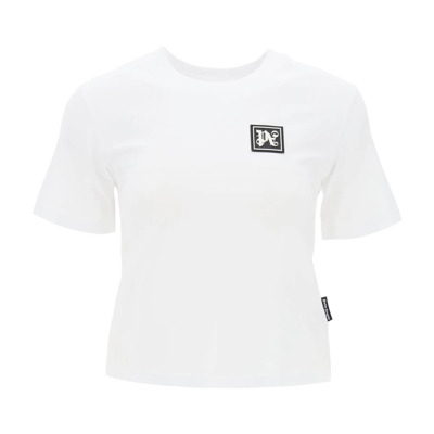 Ski Club T-shirt met Monogram Patch Palm Angels , White , Dames