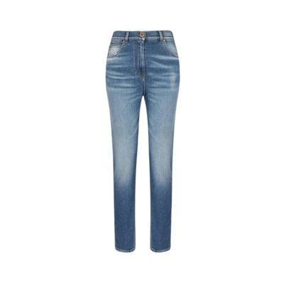 Slim Fit Denim Jeans Balmain , Blue , Dames