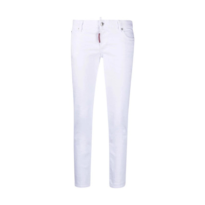 Slim-Fit Witte Denim Katoenen Broek Dsquared2 , White , Dames