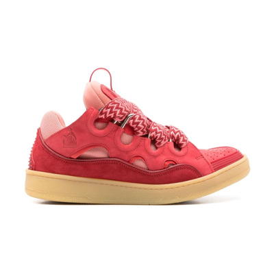 Sneakers met Mesh Panelen en Uitgesneden Details Lanvin , Red , Heren