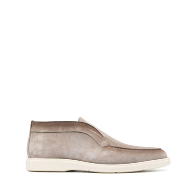 Suede Desert Boots, Leren Zakelijke Schoenen Santoni , Beige , Heren