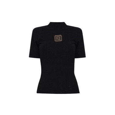 T-Shirts Balmain , Black , Dames