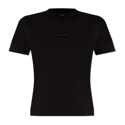 T-shirt met logo Jacquemus , Black , Dames