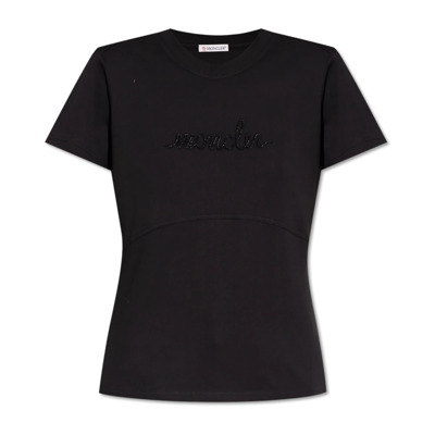 T-shirt met logo Moncler , Black , Dames