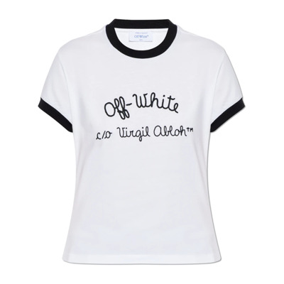 T-shirt met logo Off White , White , Dames