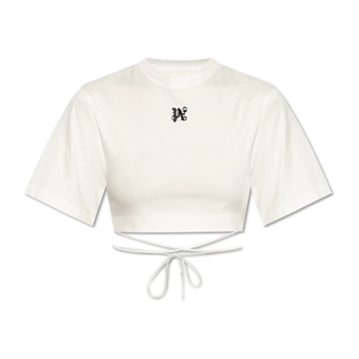 T-shirt vastgebonden aan de achterkant met koorden Palm Angels , White , Dames