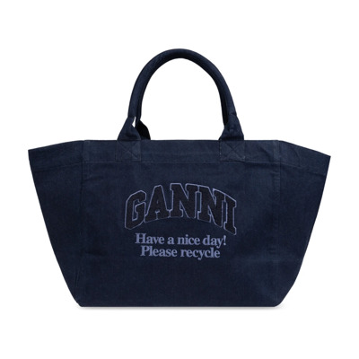 Tas type shopper Ganni , Blue , Dames