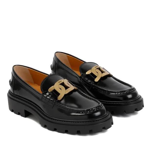 Tod's Loafers & ballerina schoenen - Chain Leather Loafers in zwart