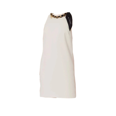 Uitlopende Mini Jurk met Ketting en Sjaal Detail Elisabetta Franchi , White , Dames