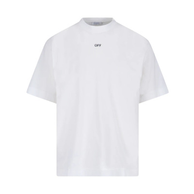 Wit Logo T-shirt Katoen Korte Mouw Off White , White , Heren