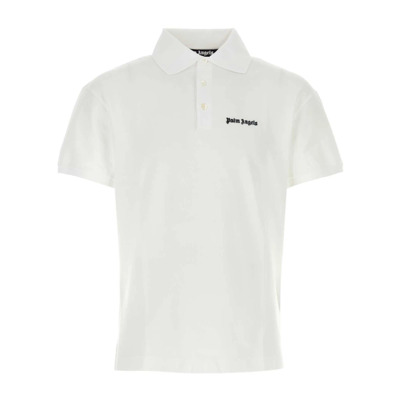 Wit Piquet Polo Shirt - Klassieke Stijl Palm Angels , White , Heren