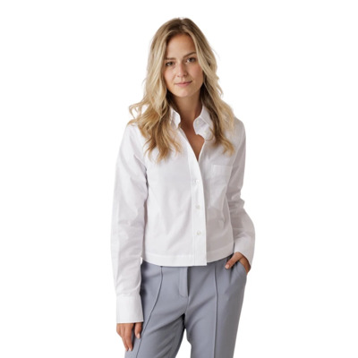 Witte Geknipte Blouse met Knoopsluiting Closed , White , Dames