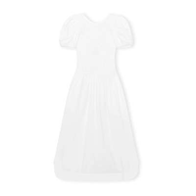 Witte Katoenen Poplin Thee Jurk Ganni , White , Dames