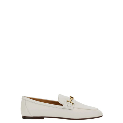 Witte Leren Loafers met Dubbel T Detail Tod's , White , Dames