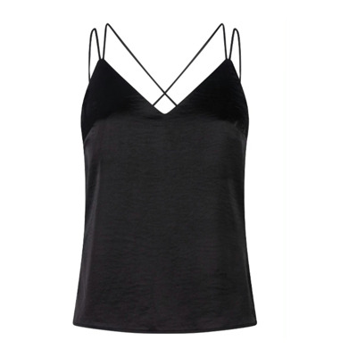 Zijdeachtige zwarte top met stretch Dante 6 , Black , Dames