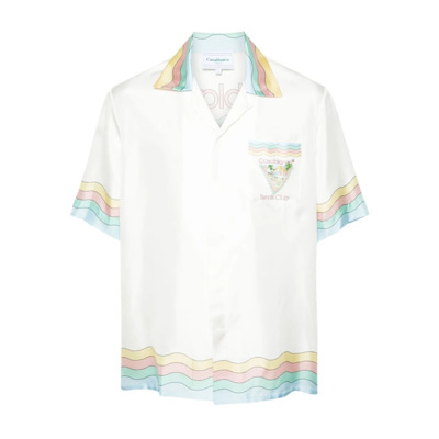 Zijden Satijnen Camp Kraag Shirt Casablanca , White , Dames