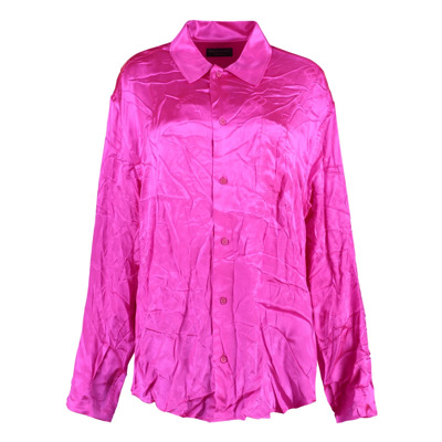 Zijden shirt met gekreukt effect en jacquardlogo Balenciaga , Pink , Dames