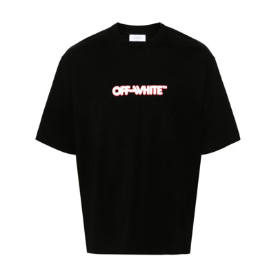 Zwart Logo Print T-shirt Off White , Black , Heren