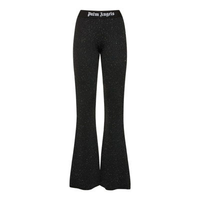 Zwarte Glitter Flared Broek Palm Angels , Black , Dames