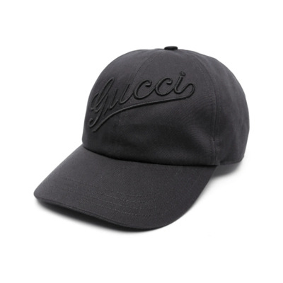 Zwarte Katoenen Baseballpet Geborduurd Logo Gucci , Black , Unisex