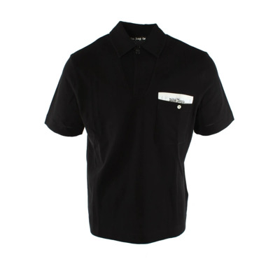 Zwarte Katoenen Heren Polo Shirt Palm Angels , Black , Heren