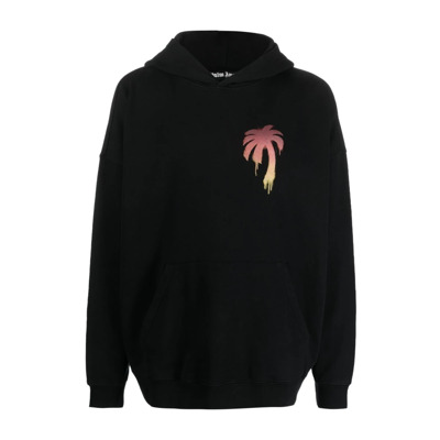 Zwarte Katoenen Jersey Hoodie met I Love PA Print Palm Angels , Black , Heren