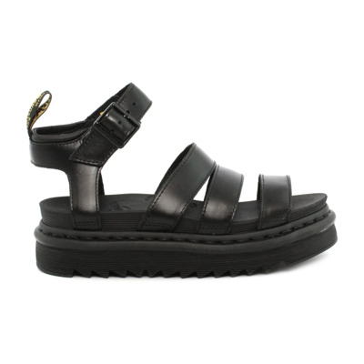 Zwarte Leren Sandalen met Verstelbare Enkelband Dr. Martens , Black , Dames