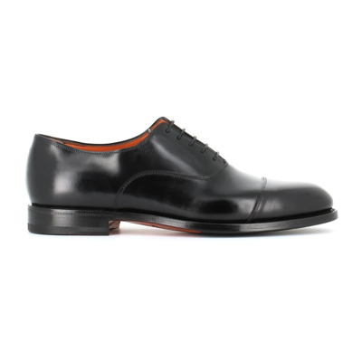 Zwarte Oxford Platte Schoenen Santoni , Black , Heren