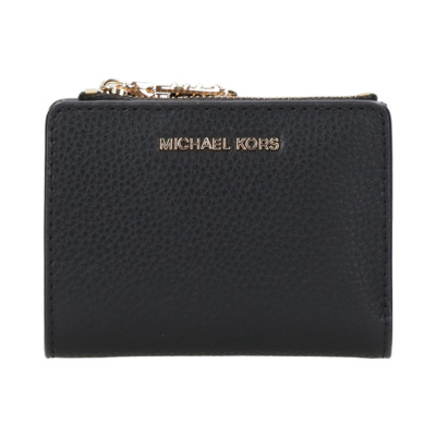 Zwarte Portemonnee van Korrelig Leer met Drukknoopsluiting Michael Kors , Black , Dames