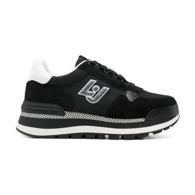 Zwarte Sneakers met Gebreid Logo Patch Liu Jo , Black , Dames