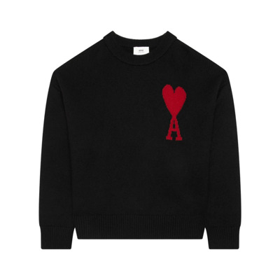 Zwarte/Rode Trui met Rood Hart Ami Paris , Black , Heren