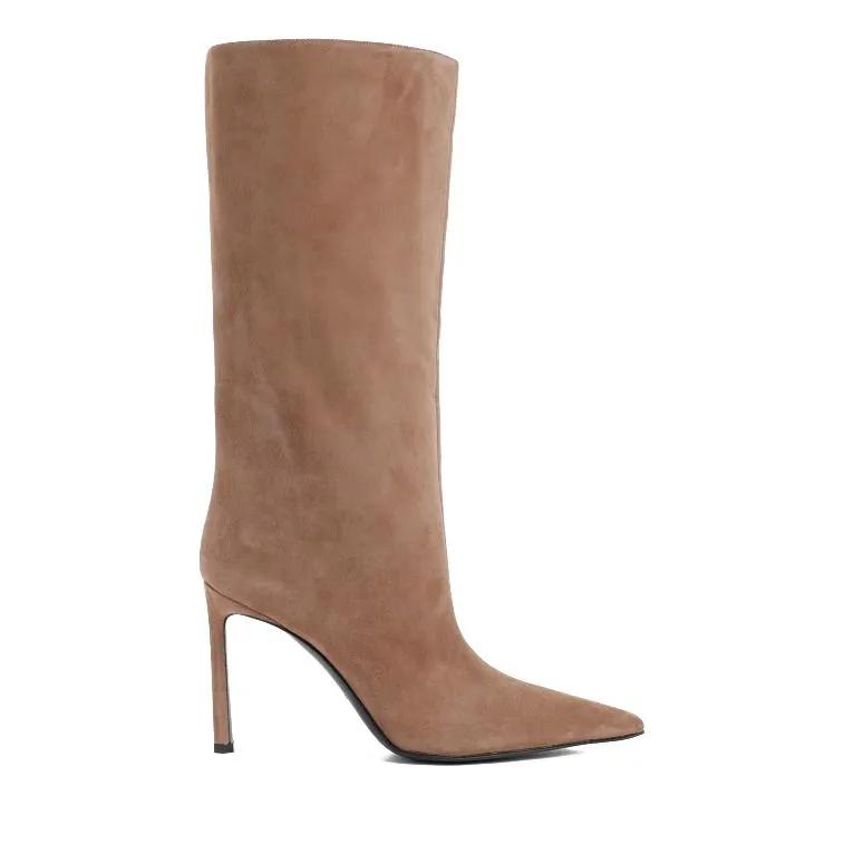 sergio rossi Boots & laarzen - Brown Noisette Suede Leather Liya Boots in bruin