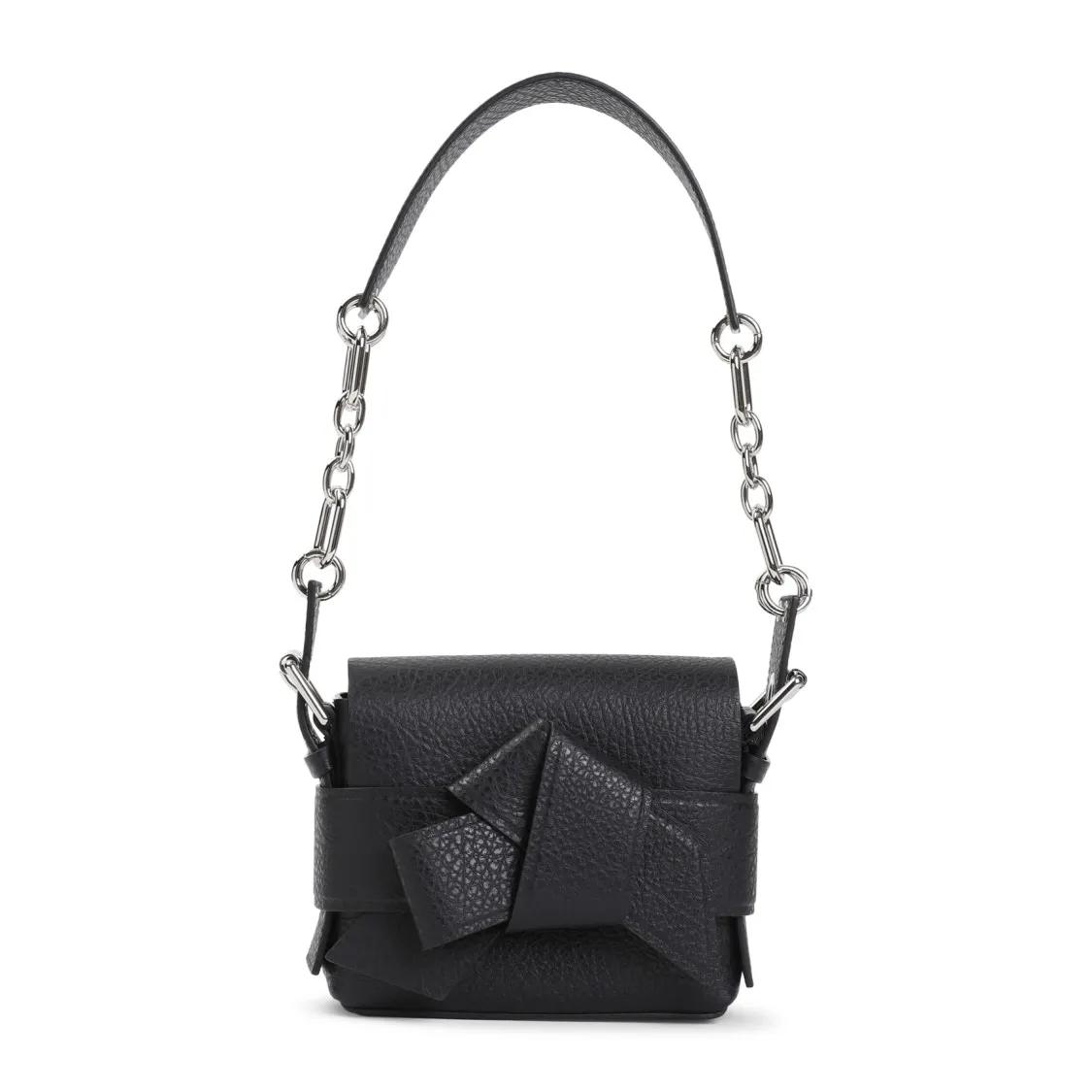 Acne Studios Shoppers - Musubi Black Grained Lamb Leather Shoulder Bag in zwart