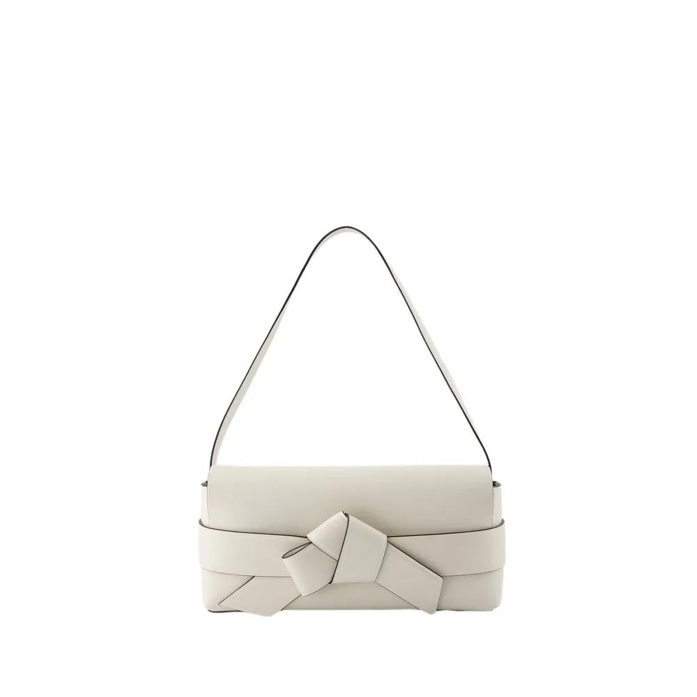 Acne Studios Shoppers - Musubi Elongated Hobo Bag - Leather - White/Black in beige