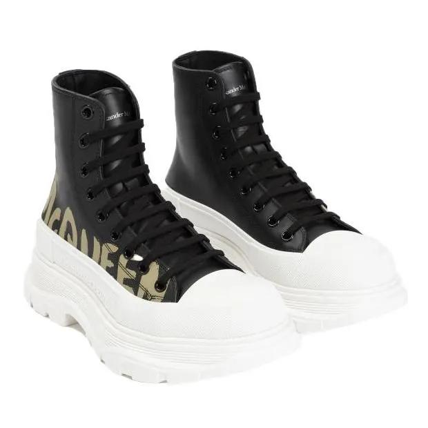 Alexander McQueen Boots & laarzen - Black White Leather Boots in zwart