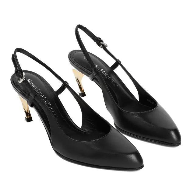 Alexander McQueen Pumps & high heels - Black Silver Gold Leather Pumps in zwart