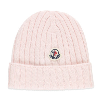 Baby Wol Beanie Muts Ribpatroon Moncler , Pink , Heren