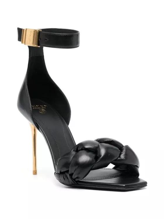 Balmain Sandalen - Logo-Plaque Open-Toe Sandals in zwart