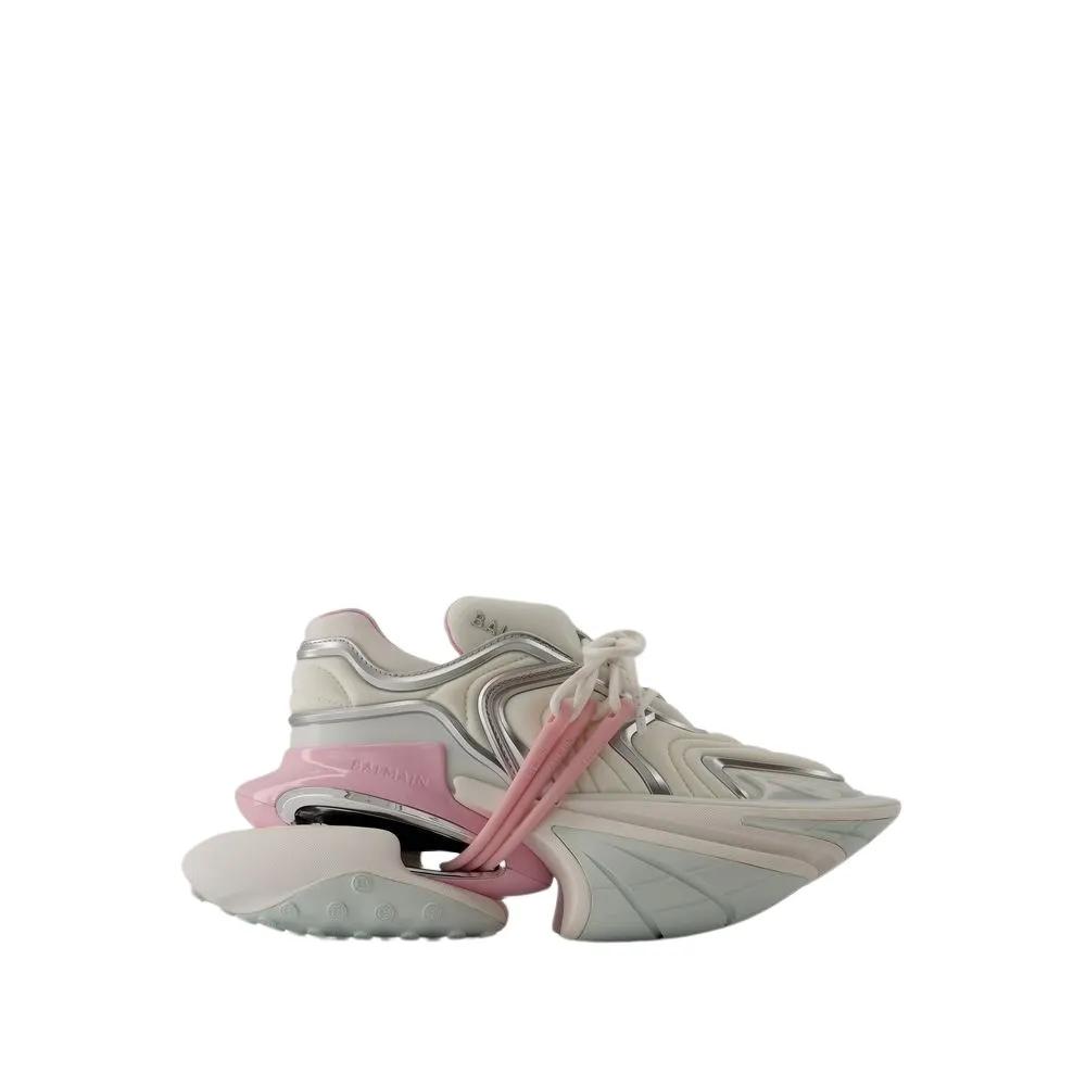 Balmain Sneakers - Unicorn Wave Sneakers - Leather - White/Pink in wit