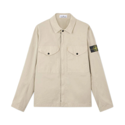 Beige Jas met Badge Stone Island , Beige , Heren