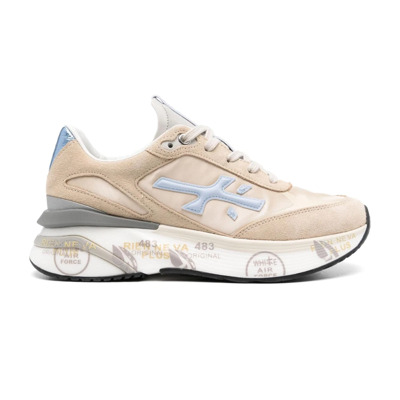 Beige Mesh Sneakers met Gouden Logo Premiata , Beige , Dames