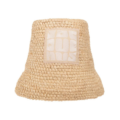 Beige Raffia Patch Hat Jacquemus , Beige , Dames