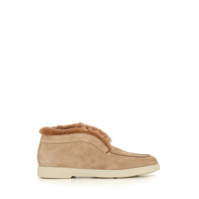 Beige Suède Bontlaarzen Santoni , Beige , Dames