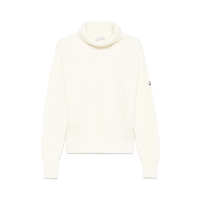 Beige Wol Tricot Gebreide Trui Moncler , Beige , Dames