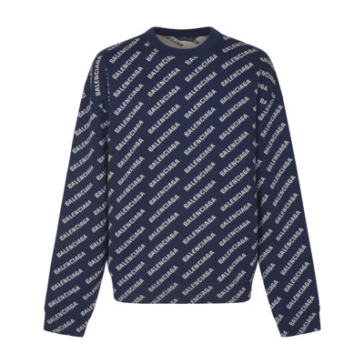 Blauwe All-Over Crewneck Sweaters Balenciaga , Blue , Heren