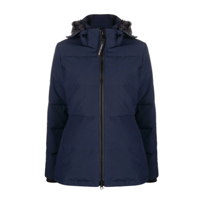 Blauwe Gewatteerde Jas met Capuchon Canada Goose , Blue , Dames