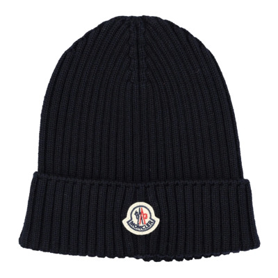 Blauwe Kinder Beanie Muts Moncler , Blue , Heren