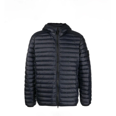 Blauwe Loom Geweven Kamers Donsjas Stone Island , Blue , Heren