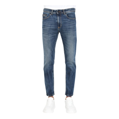 Blauwe Skinny Jeans V-Embleem Casual Versace Jeans Couture , Blue , Heren